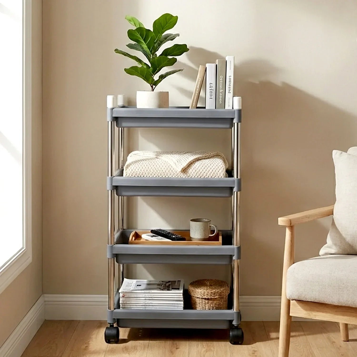 4-layer Rolling Storage Cart With Wheels Set - Zidbik