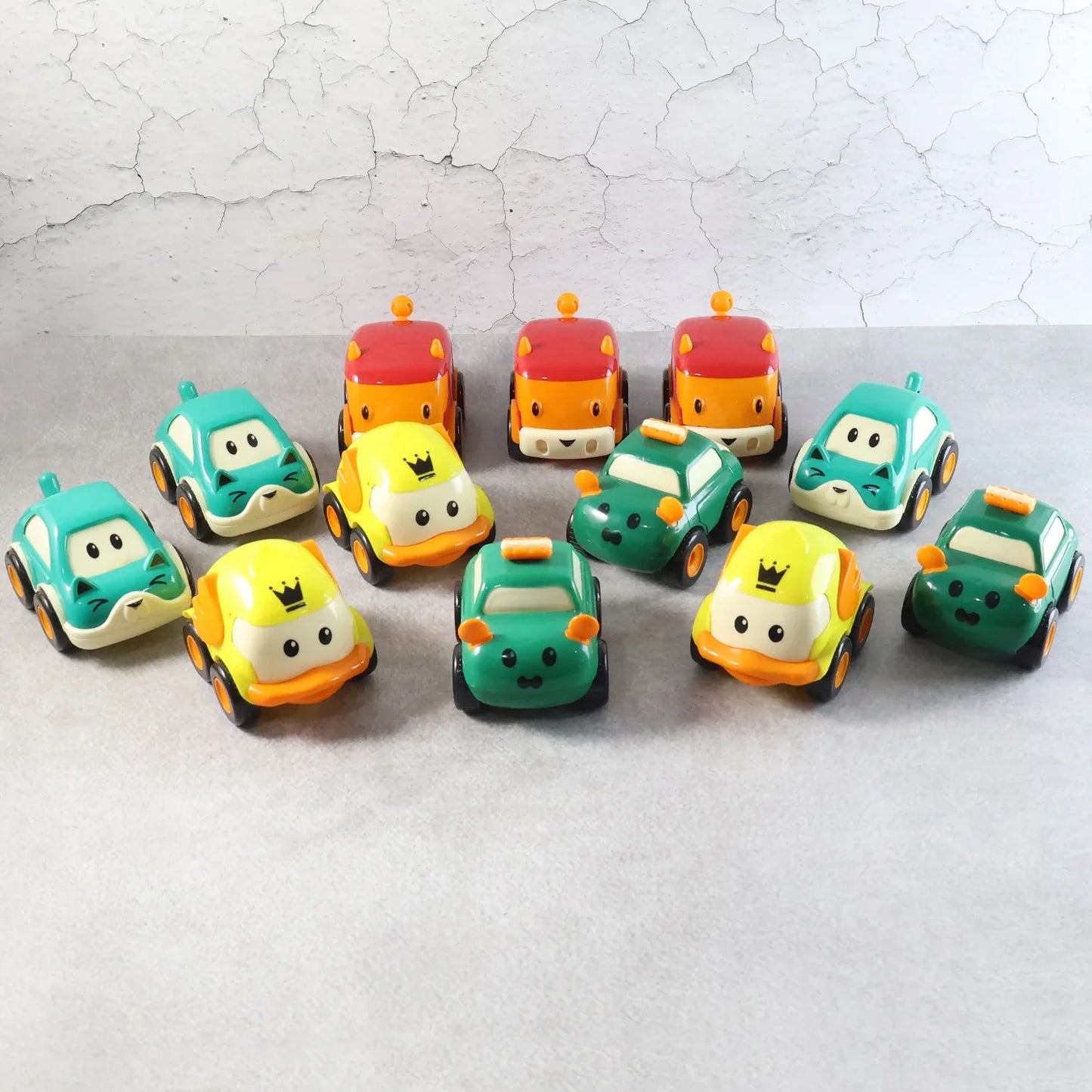 Cartoon Pull-back Car Toy Set For Kids (12 Pc) - Zidbik