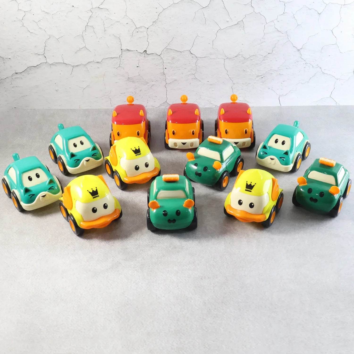 Cartoon Pull-back Car Toy Set For Kids (12 Pc) - Zidbik