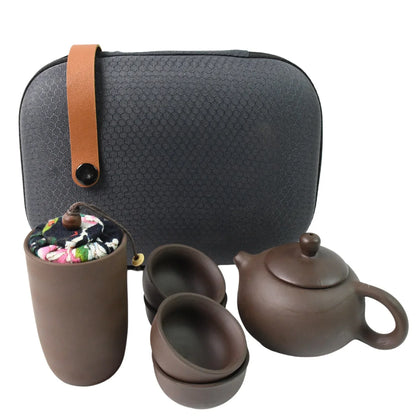 Portable Kung Fu Tea Set With A Portable Travel Bag (Set Of 6pcs) - Zidbik