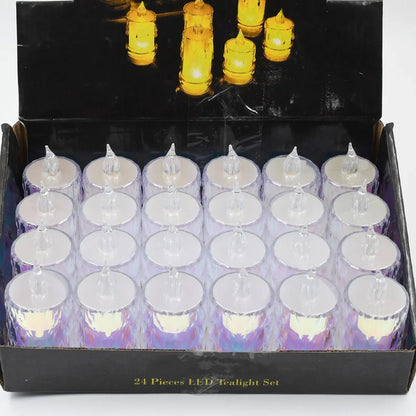 24 Pc Flameless And Smokeless Decorative Melting Candles Led Tea Light - Zidbik
