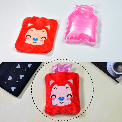 6523 Pink Cat Small Hot Water Bag With Cover For Pain Relief Neck Shoulder Pain And Hand Feet Warmer Menstrual Cramps. - Zidbik