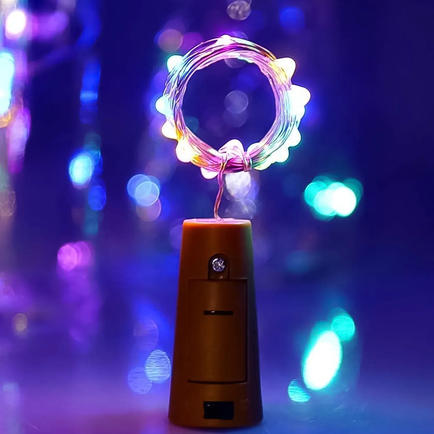 Wine Bottle Cork String Light Multi Led 2m Cable Length Copper Wire Battery Operated (Multicolor Light 1 Pc) - Zidbik