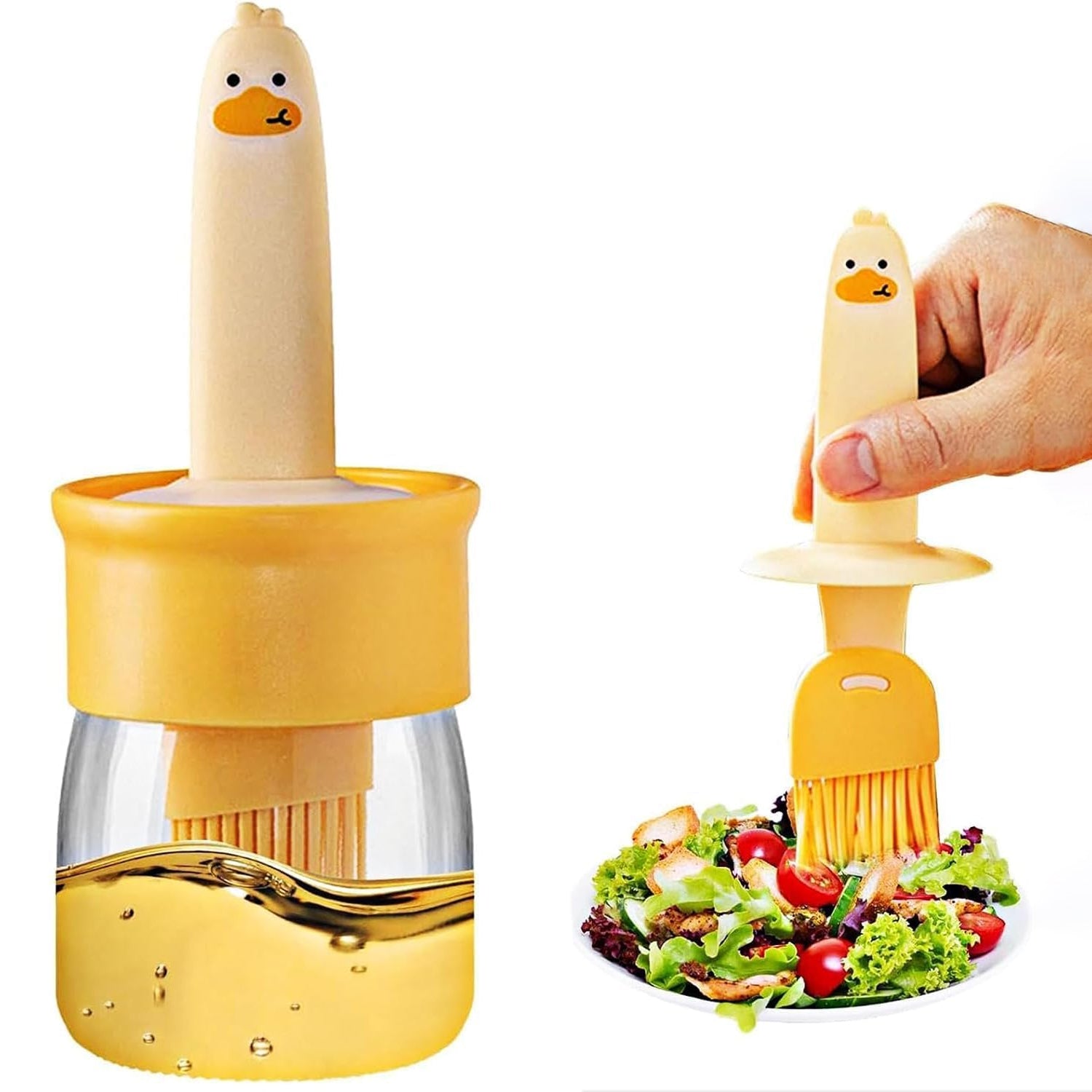 2 In 1 Oil Dispenser Bottle With Silicone Basting Brush (1 Set) - Zidbik