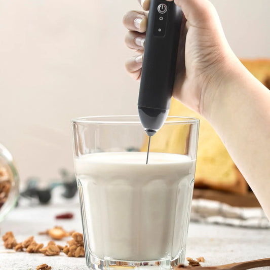 Small Electric Handheld Milk Frother With Stainless Steel Whisk (1 Pc) - Zidbik