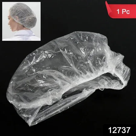 12737 Disposable Plastic Shower Caps Clear Elastic Thick Bath Cap For Women Spahome Usehotel And Hair Salon (1pc) - Zidbik