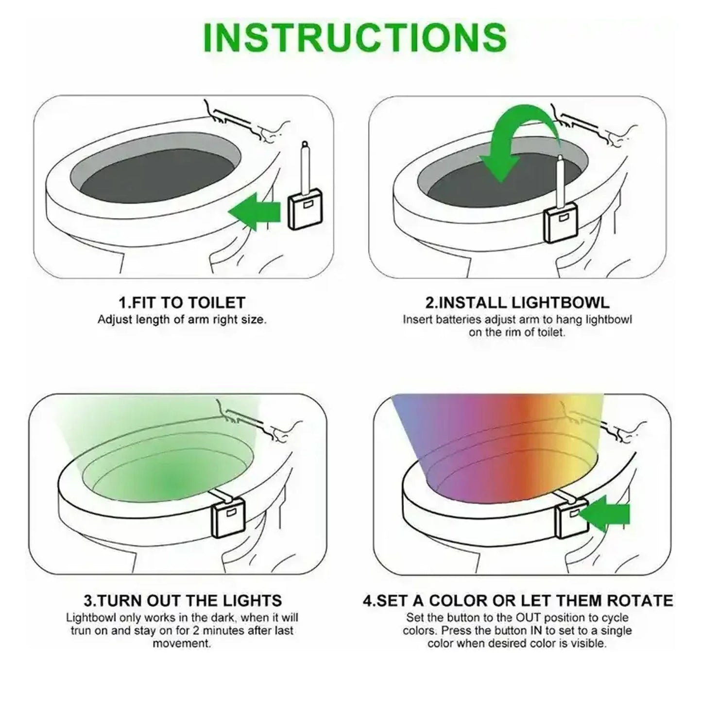Toilet Light Led Toilet Bowl Light Toilet Cover Lamp (1 Pc Battery Not Included) - Zidbik