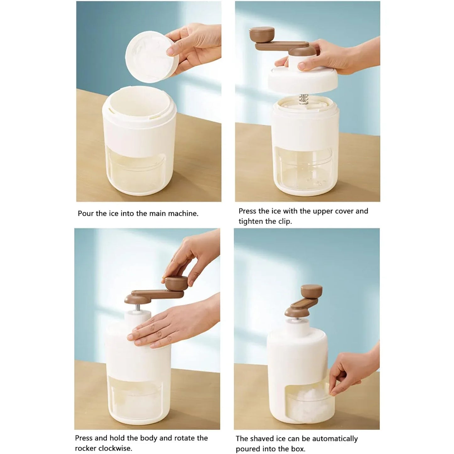 5771 Portable Gola Maker Ice Crusher And Shaved Ice Machine Hand Shaved Ice Machine Manual Fruit Smoothie Machine Mini Household Ice Shaver Small Ice Crusher - Zidbik
