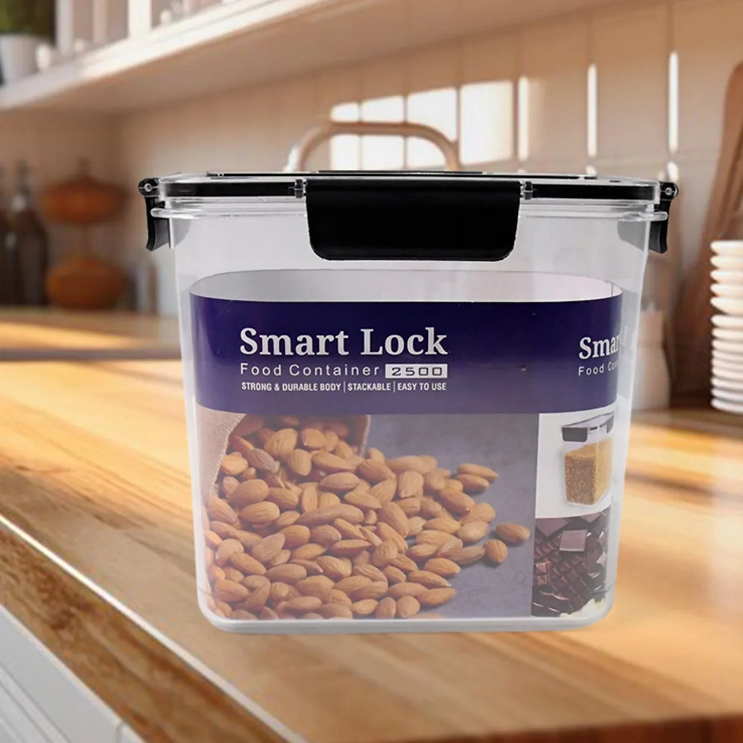 Food Storage Container Airtight Plastic Container With Easy Snap Lids (2500ml 1 Pc) - Zidbik