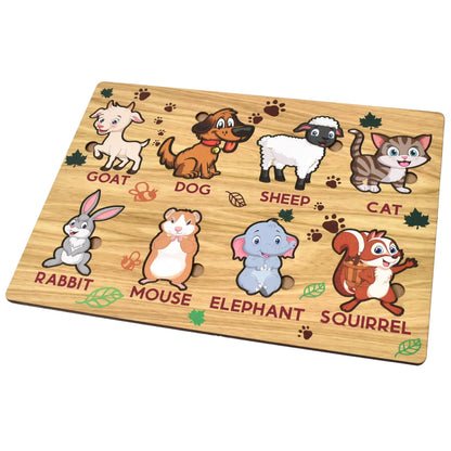 Wooden Animal Puzzle Learning Educational Board (1 Set 2820 Cm) - Zidbik