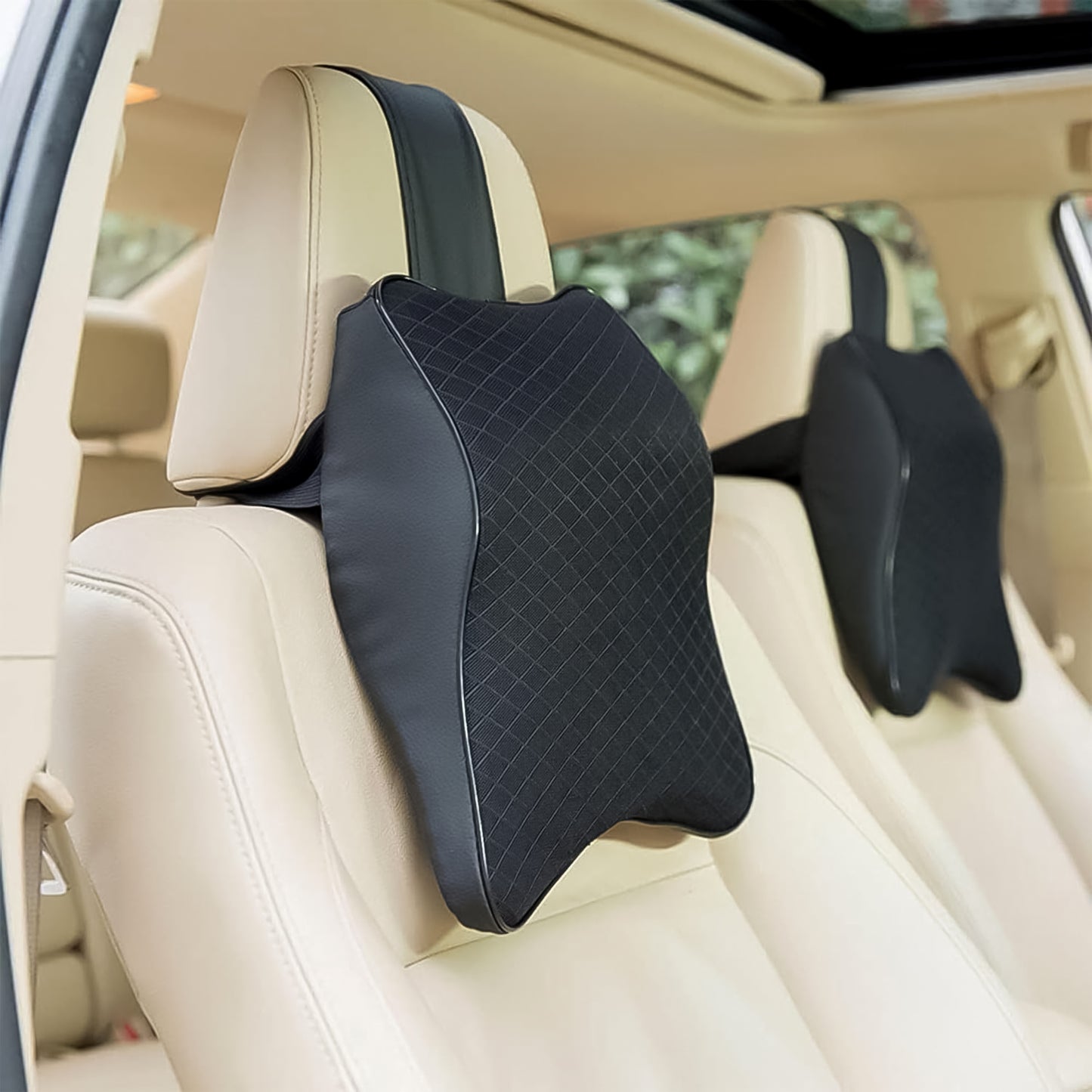 8595 Car Neck Pillow Car Neck Headrest Pillow Memory Foam Car Accessories Cushion Car Seat Head Support Neck Protector Car Seat Neck Pillowfor Driving (1 Pc) - Zidbik