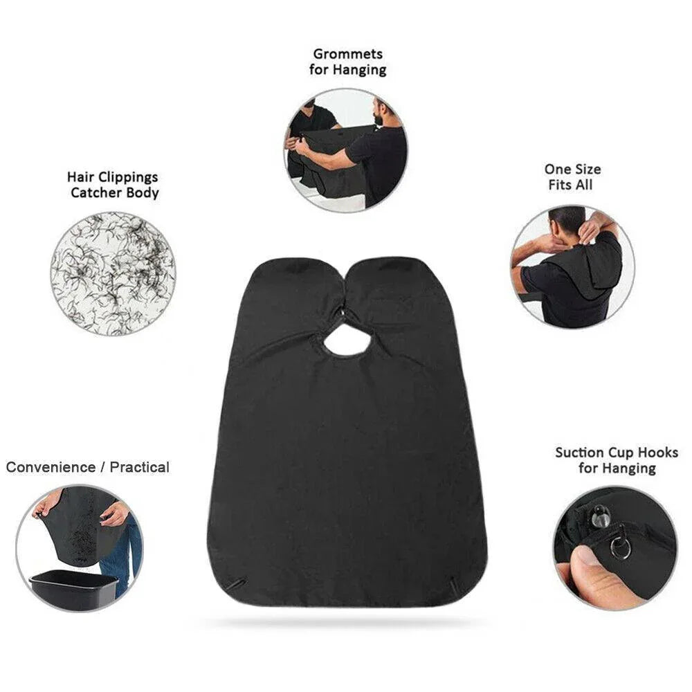 6027 Black Beard Apron Hair Clippings Catcher Grooming Bib - Zidbik