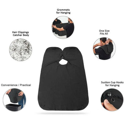 6027 Black Beard Apron Hair Clippings Catcher Grooming Bib - Zidbik