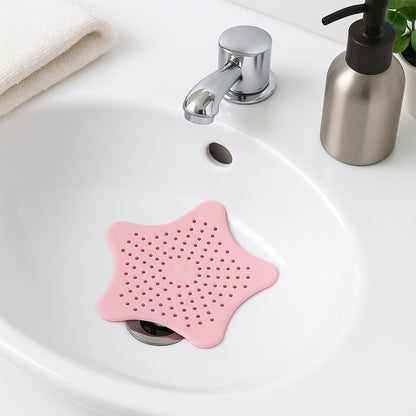 Baby Pink Silicone Star Shaped Sink Filter Bathroom Hair Catcher Drain Strainers For Basin - Zidbik