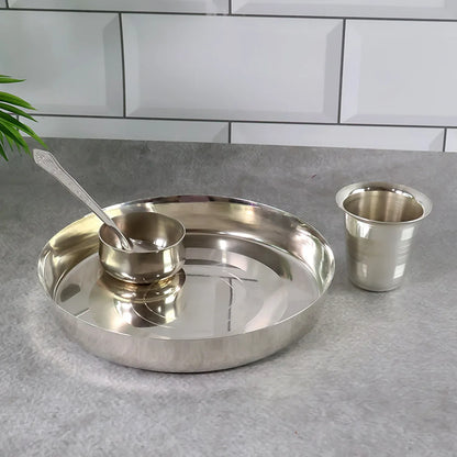 Stainless Steel Pooja Thali - (Set) - Zidbik