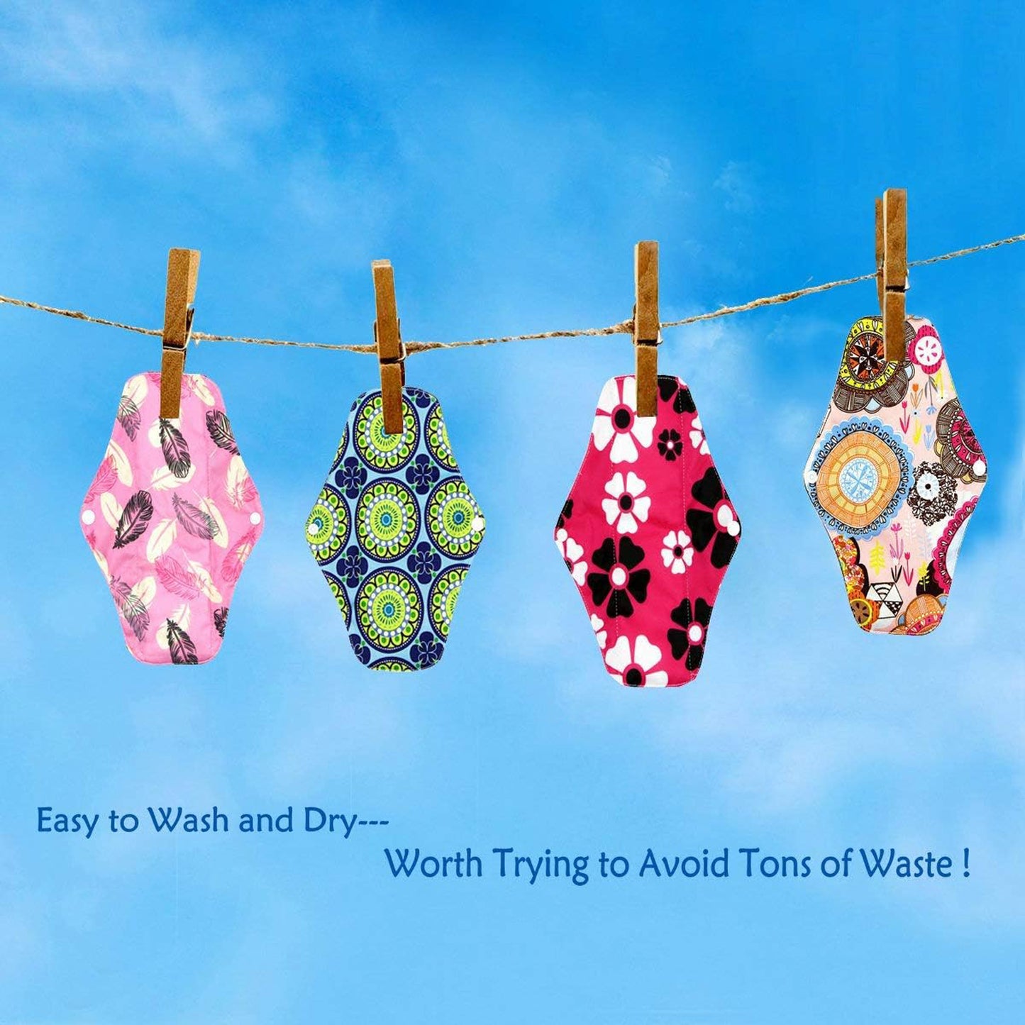 Reusable Cloth Sanitary Pads For Women (4 Pc  Set) - Zidbik