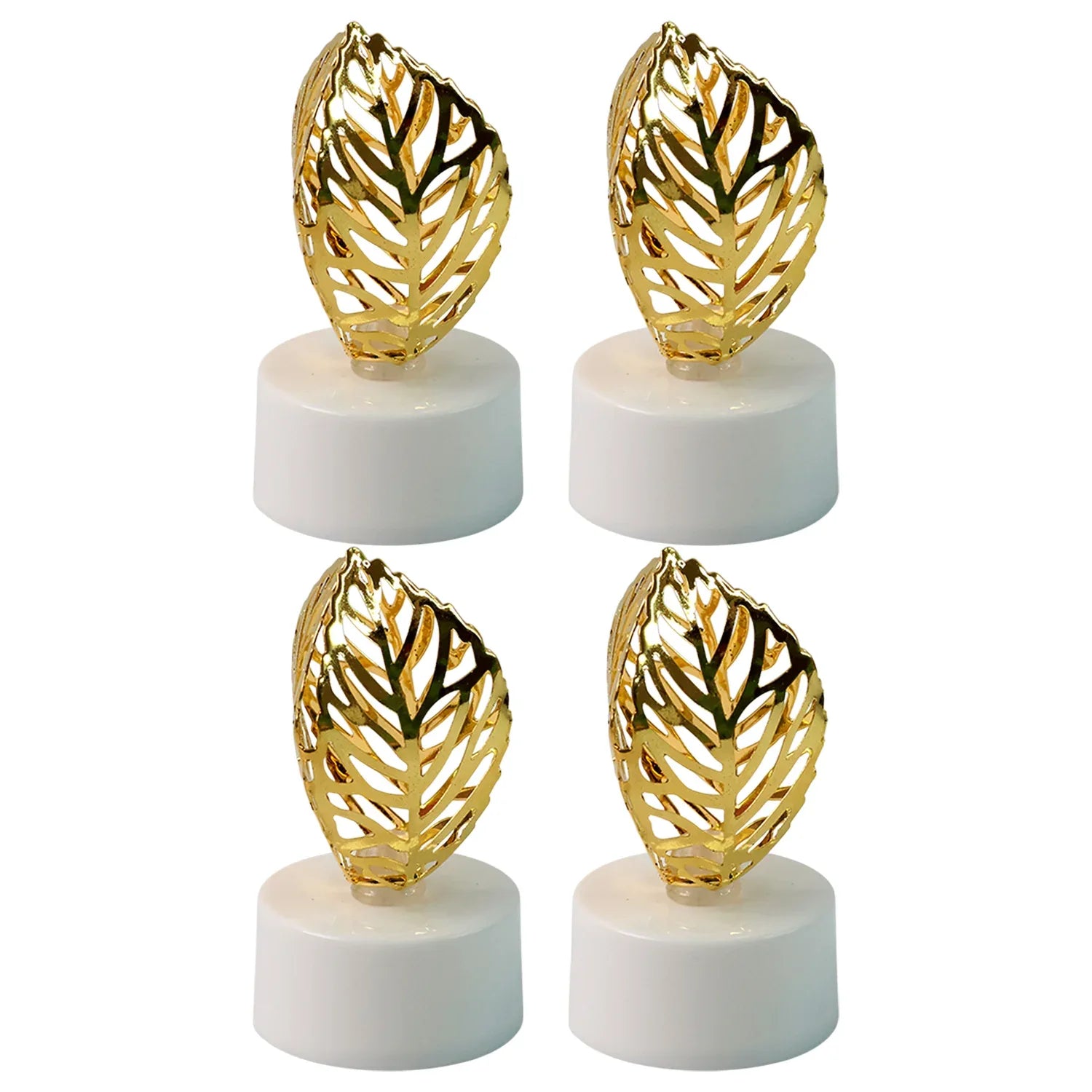 Decorative Golden Leaf Shaped Flameless Led Candles (4 Pc) - Zidbik