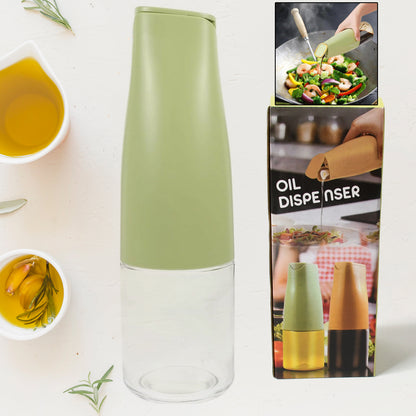 8214 Oil Dispenser 500ml Cooking Oil Dispensing Cruets Oil Bottle With Automatic Open Lid Kitchen Glass Oil Pot Cooking Oil Bottle For Kitchen Grilling Frying (500 Ml) - Zidbik