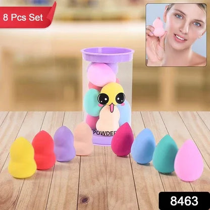 Makeup Beauty Powder Puff (8 Pcs Set With Case Mix Color) - Zidbik