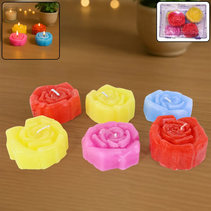 Rose Shaped Wax Candle Set (6 Pc) - Zidbik
