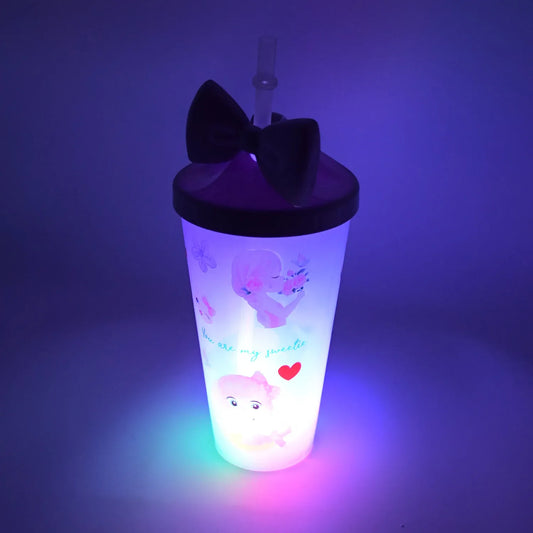 0290 Led Light Unicorn Water Bottletumbler Mug With Straw Lid For Kids Glitter Sipper With Toy Drinking Cups For Boys And Girls Schooltuitiongym Picnic Kids And Adults Birthday Return Gifts - Zidbik