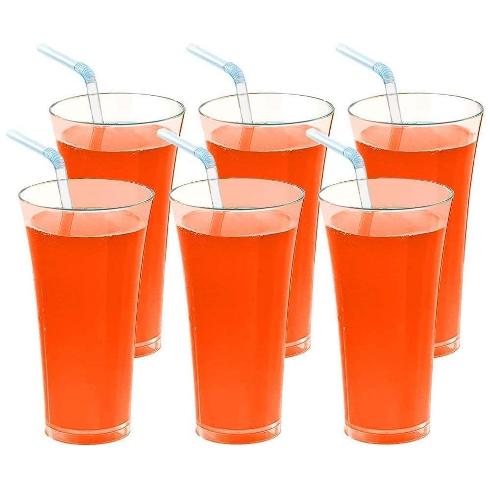 0630 Stylish Look Plastic Juicy Glass Transparent Glasses Set 300ml (6pcs) - Zidbik