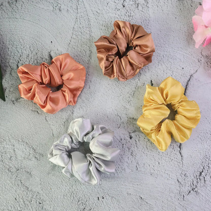 Premium Satin Hair Scrunchies Elastic Hair Ties For Women Girls (12 Pc) - Zidbik