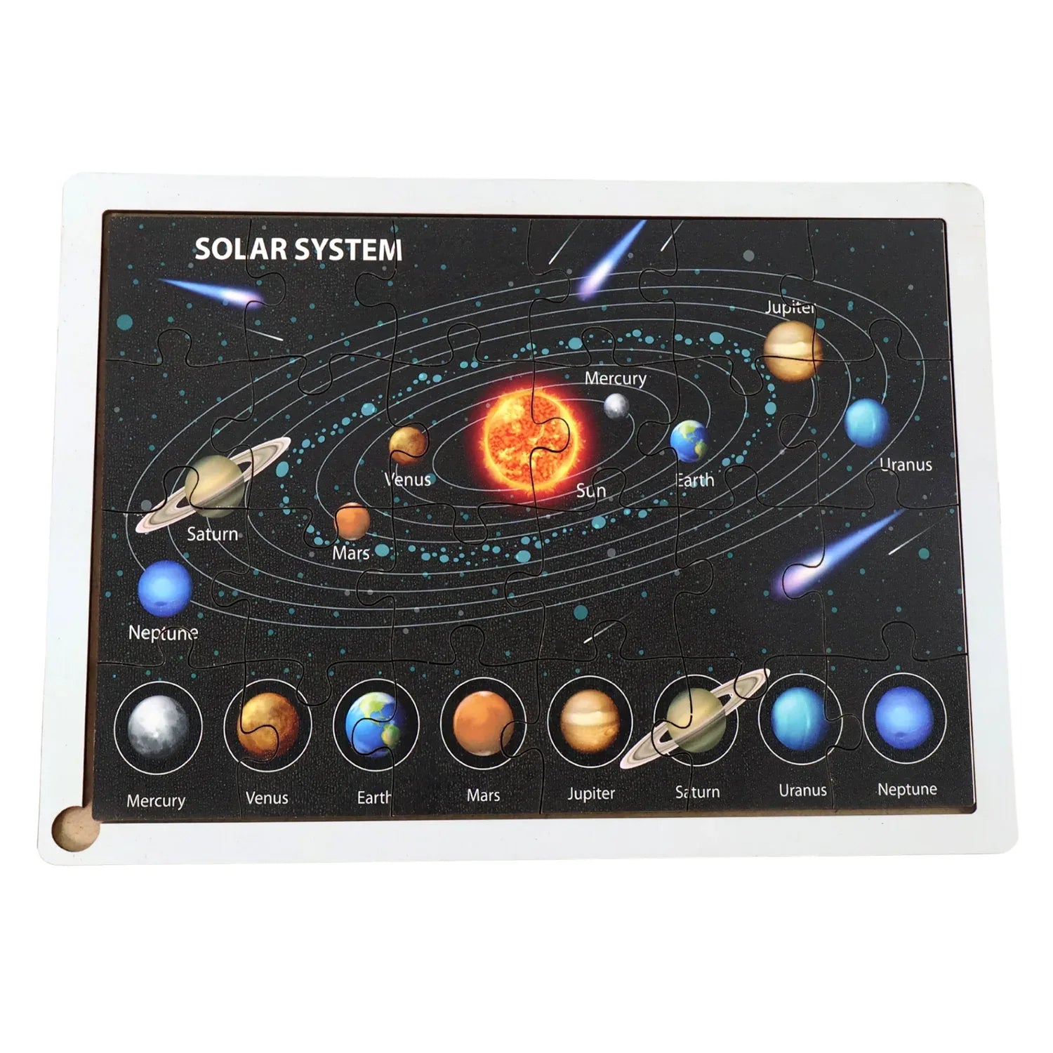 Wooden Solar System Puzzle For Kids - (1 Set) - Zidbik