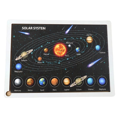 Wooden Solar System Puzzle For Kids - (1 Set) - Zidbik