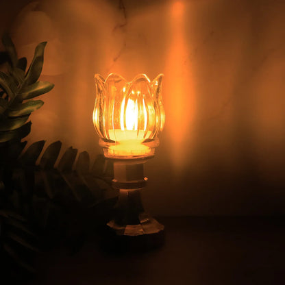 Premium Lotus Shaped Led Decorative Lamp With Stand - Zidbik