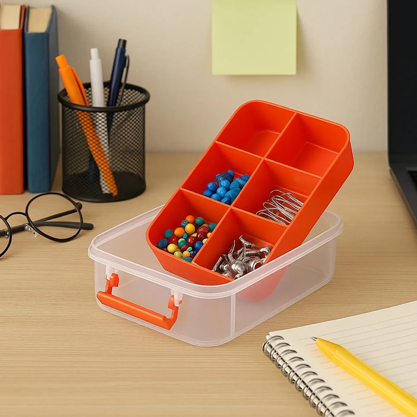 3-layer Multi-purpose Transparent Plastic Storage Carry Box With Handle - Zidbik