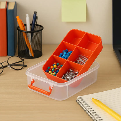 3-layer Multi-purpose Transparent Plastic Storage Carry Box With Handle - Zidbik