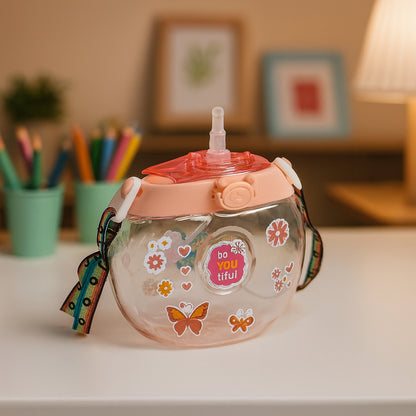 Round Belly Shape Kids Water Bottle (400ml  1 Set ) - Zidbik