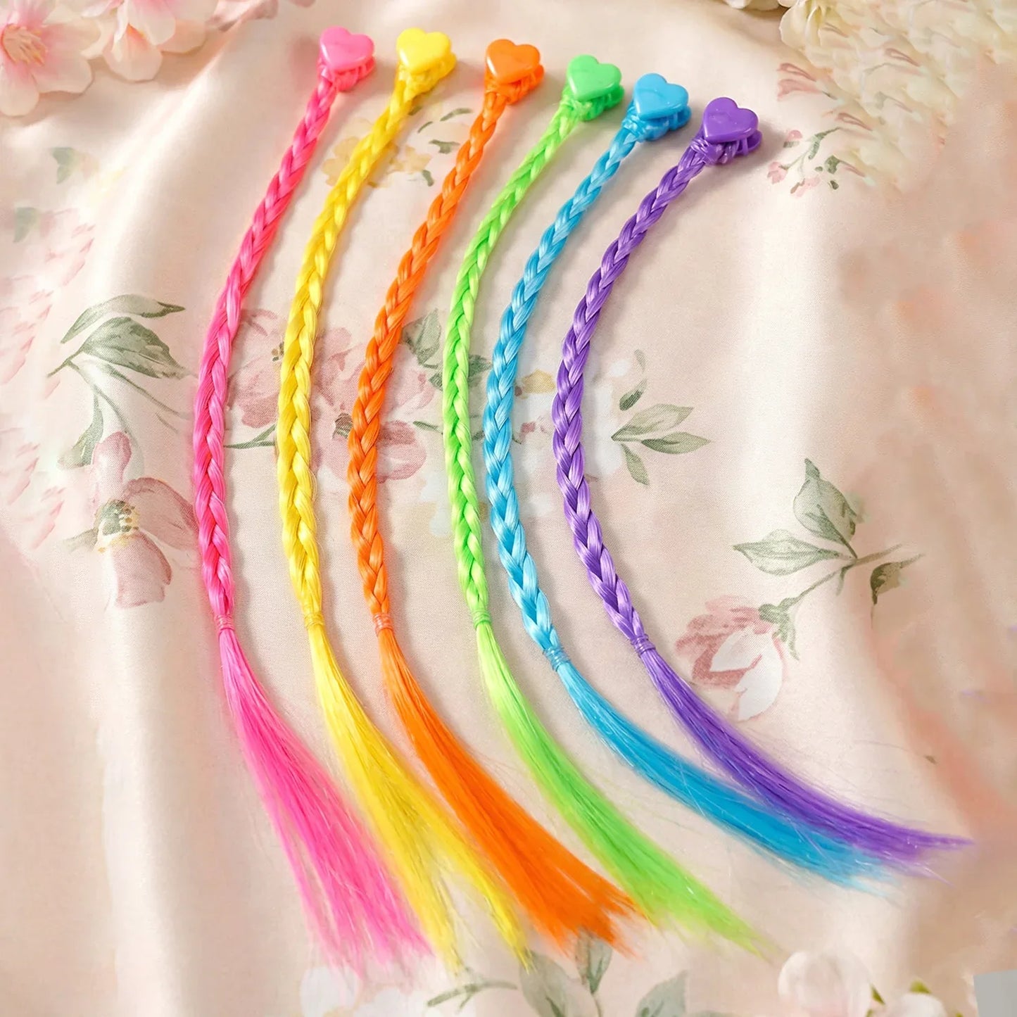 Colourful Braided Hair Extension Streaks For Girls Kids (6 Pc) - Zidbik