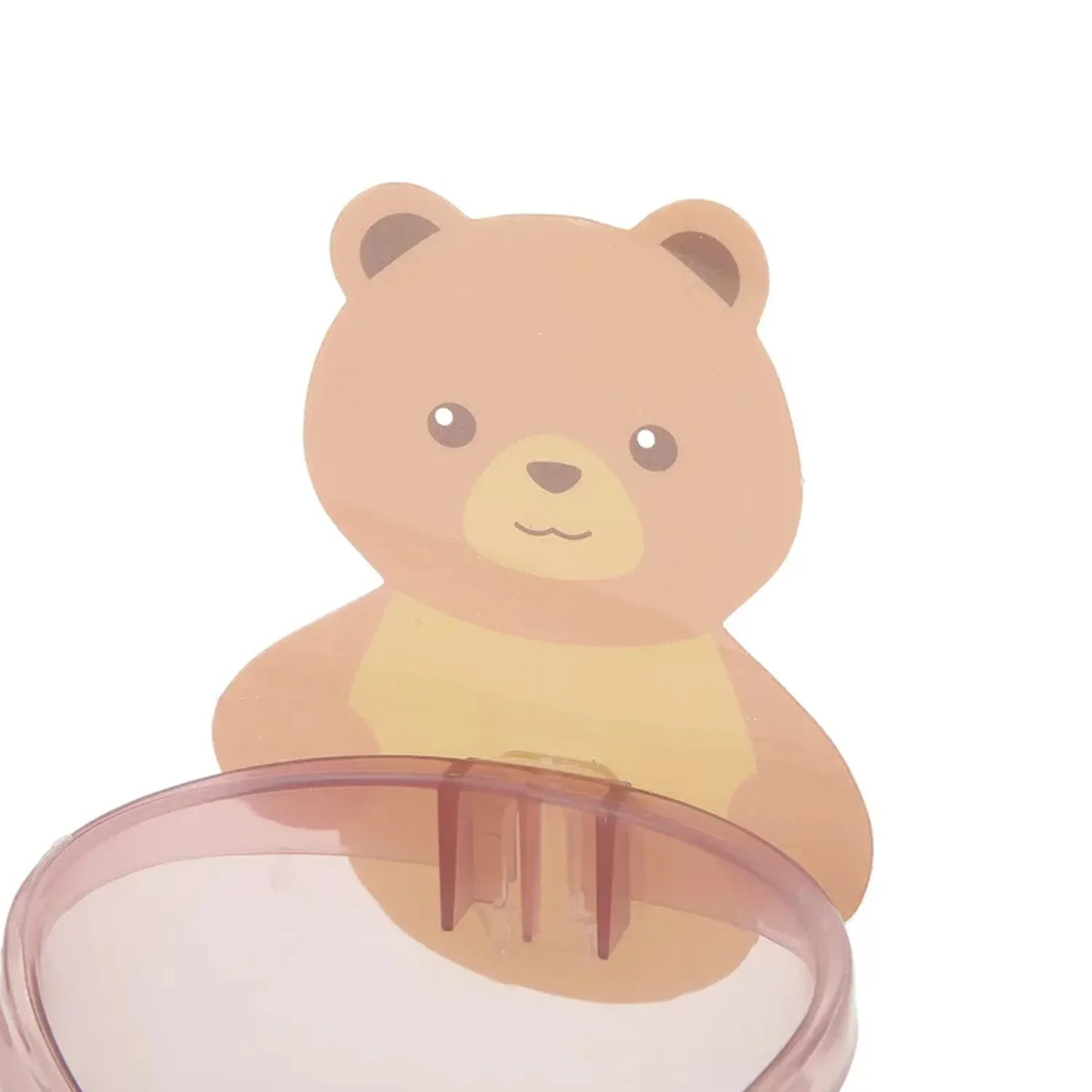 7943 Multipurpose Wall Mount Toothbrush Holder Plastic Stand For Toothpaste Comb Brush Cream Lotion Kids Bathroom Cup Drain Waterproof Self-adhesive Teddy Bear - Zidbik