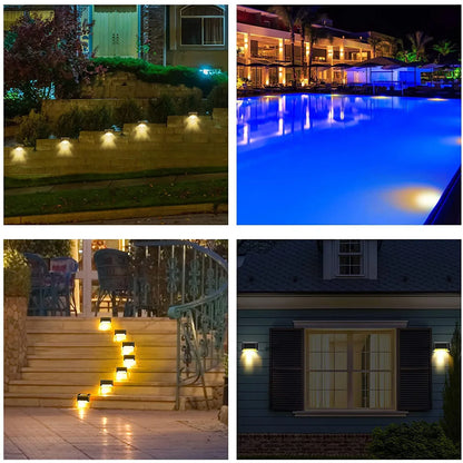 9412 Solar Decorative Lights Waterproof Durable Garden Atmosphere Lights Stair Lights Railing Lights Step Steps Lights For Outdoor Patio Courtyard Stair Step Fence Patio Stairsyard Garden Pathway ( 4 Pc Set) - Zidbik