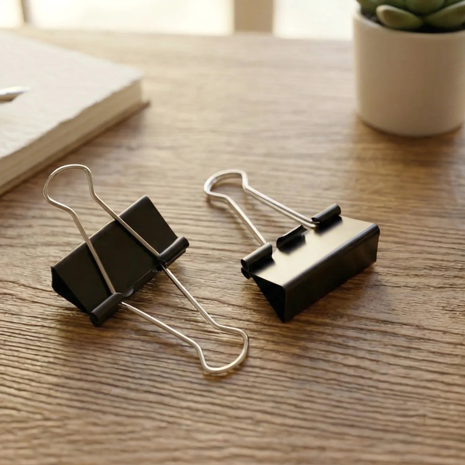 Medium Size Heavy-duty Black Binder Clips Set (32 Mm 12 Pc) - Zidbik