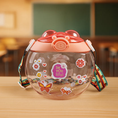 Round Belly Shape Kids Water Bottle (400ml  1 Set ) - Zidbik