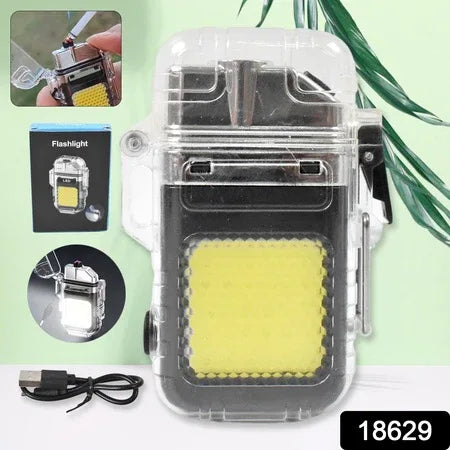 Usb Rechargeable Electric Lighter 3 Modes Cob Flashlight (1 Pc) - Zidbik