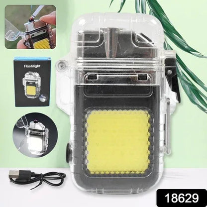 Usb Rechargeable Electric Lighter 3 Modes Cob Flashlight (1 Pc) - Zidbik
