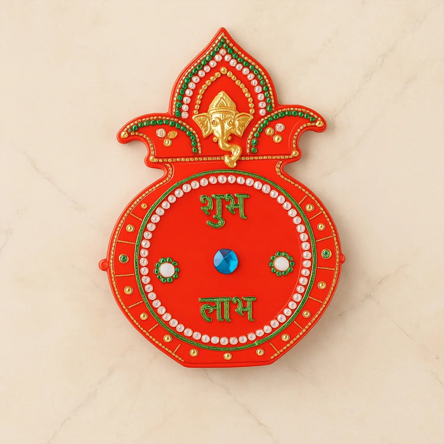 Decorative Kalash Wall Hanging With Shubh Labh (1 Pc) - Zidbik