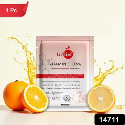 Inlief Vitamin C 0.5 Hydrating Brightening Facial Sheet Mask (1 Pc) - Zidbik