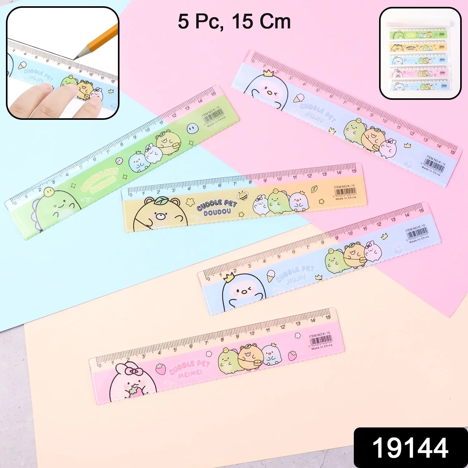 Premium Cute Cartoon Plastic Ruler Set For Kids (5 Pc) - Zidbik