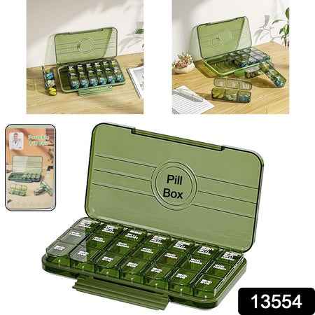 Portable Pill Box Organizer - Weekly Pill Keeper with 21 Grid Container (1 Pc)