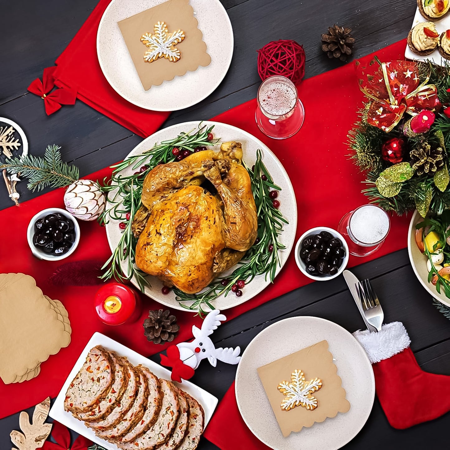 Disposable Scalloped Edge Tissue Napkins Set (120 Pc) - Zidbik