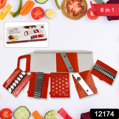 Plastic 6 In 1 Vegetables Slicer Cutter And Fruit Dicer Grater (1 Set) - Zidbik
