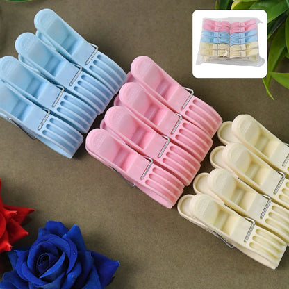 Plastic Cloth Clips (Multicolour) - Pack Of 12 - Zidbik