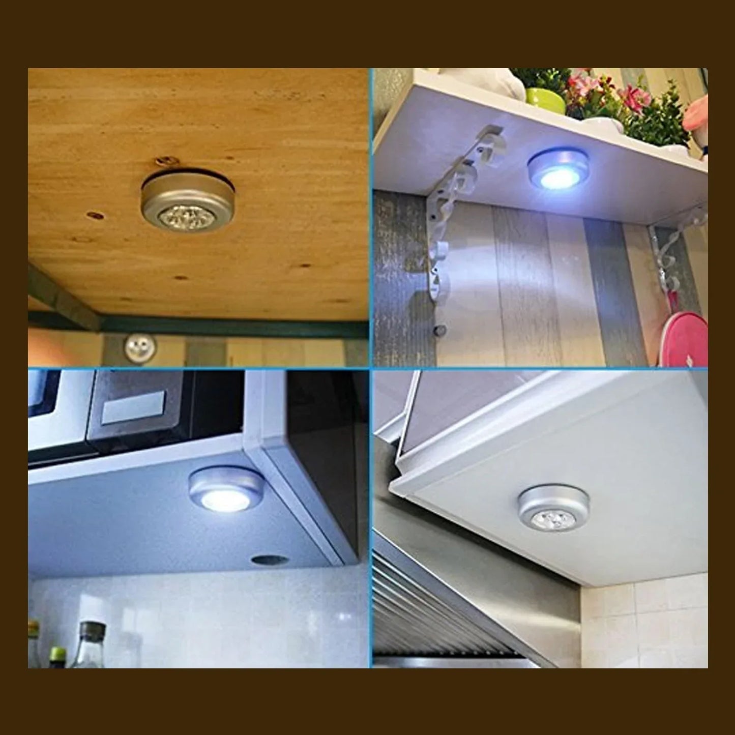 1716 4 Led Battery-powered Wireless Night Light Stick Tap Touch Lamp Stick-on Push Light For Closets Cabinets Counters Or Utility Rooms Cordless Touch Light - Zidbik