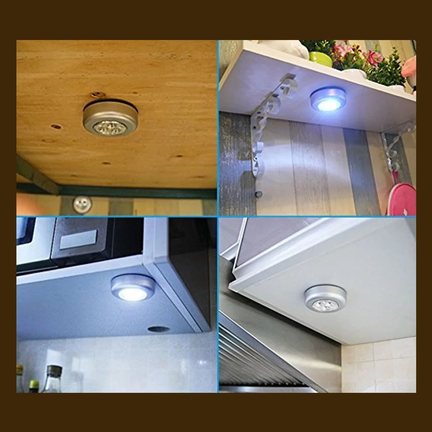 1716 4 Led Battery-powered Wireless Night Light Stick Tap Touch Lamp Stick-on Push Light For Closets Cabinets Counters Or Utility Rooms Cordless Touch Light - Zidbik