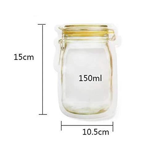 1073 Reusable Airtight Seal Plastic Food Storage Mason Jar Zipper (150ml) - Zidbik